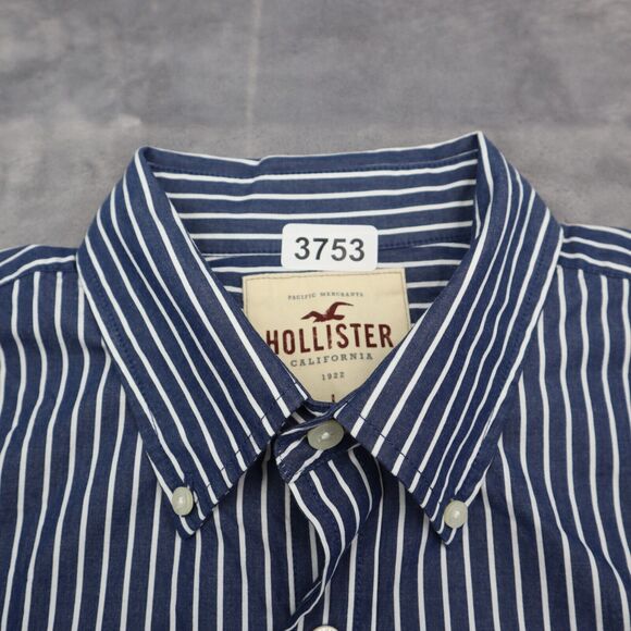 Hollister Shirt Mens Large Blue Striped Button Up Long Sleeve Casual Preppy - Picture 7 of 16